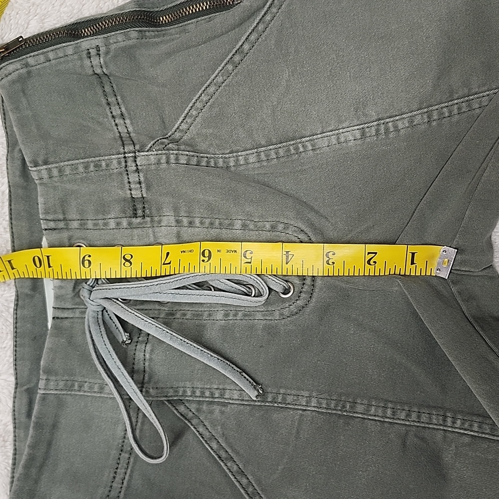 • Mustard Seed Junior's Skinny Leg Pants Size Small Green Side Zipper, Pockets - Picture 9 of 11